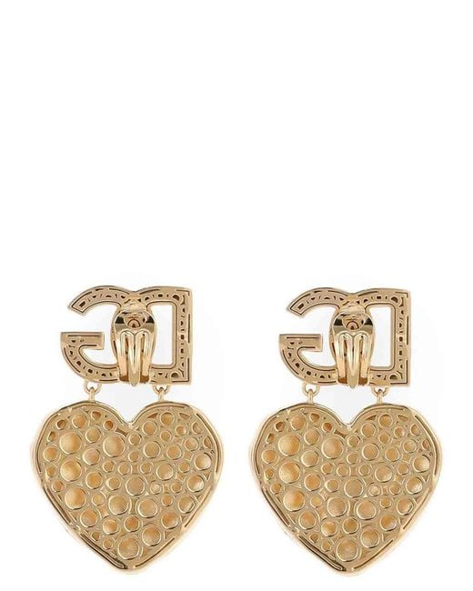 Dolce & Gabbana Metallic Heart Logo Earrings