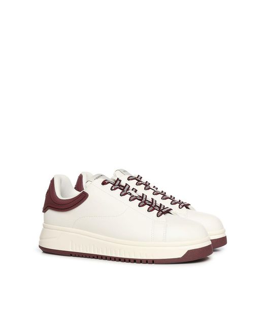 Emporio Armani Natural Leather Sneakers With Logo for men
