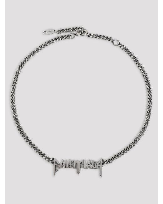 Balenciaga Metallic Typo Metal Necklace for men