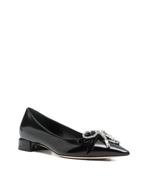 Jimmy Choo Black Auria Leather Ballet Flats