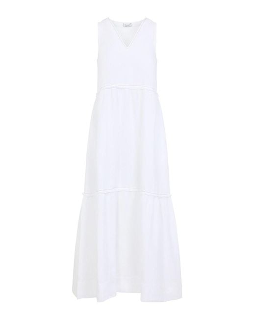 Peserico White Linen Long Dress