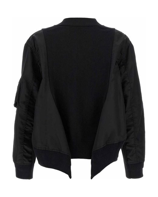 Sacai Black Nylon Insert Cardigan