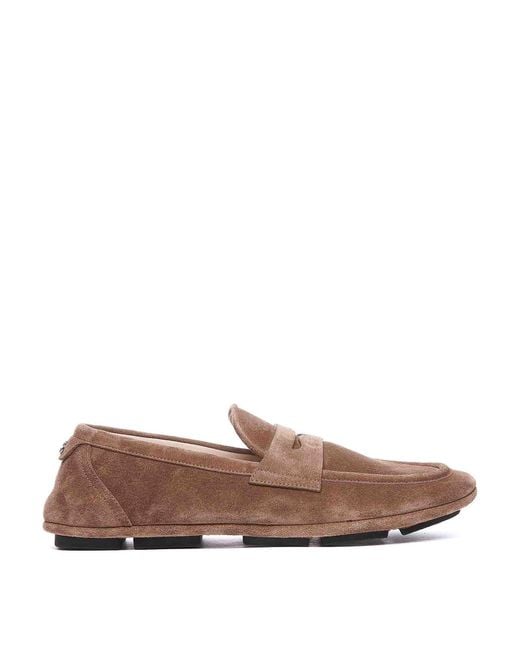 Dolce & Gabbana Brown Loafers Round Toe Slip On for men