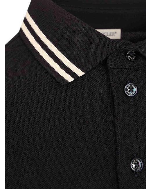 Moncler Black Piqu Polo Shirt for men