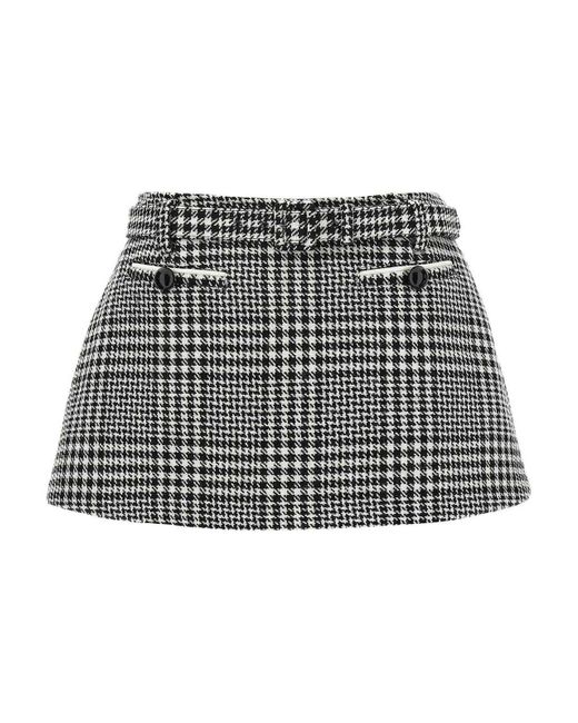 Self-Portrait Black Houndstooth Mini Skirt