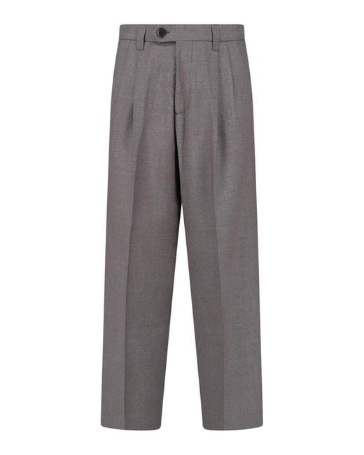 mfpen Gray Tailored Wool Trousers for men