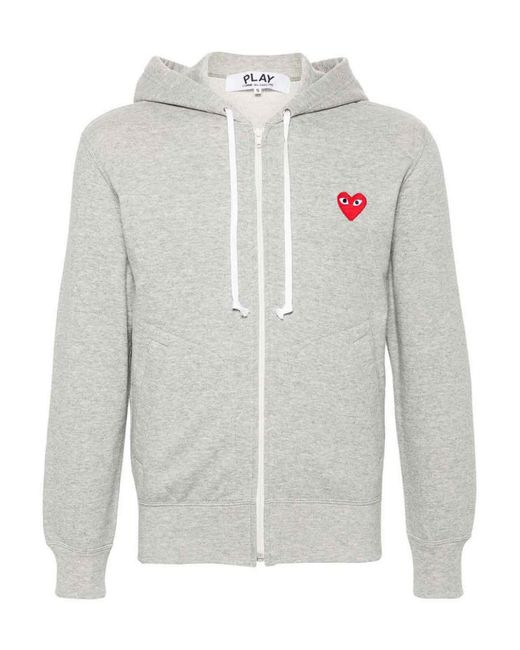 Comme des Garçons Gray Logo Zipped Cotton Hoodie
