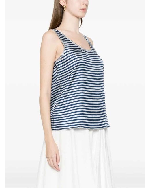 Pierre Louis Mascia Blue Striped Denim Tank Top