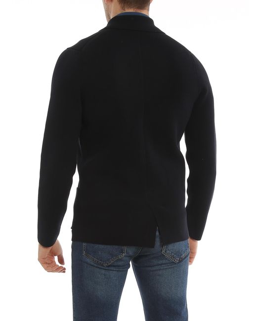 Drumohr Black Cotton Double-Breasted Blazer for men