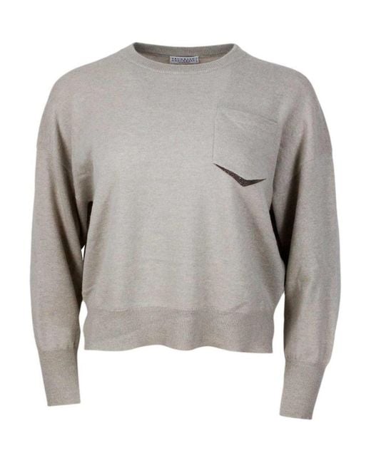 Brunello Cucinelli Gray Sweater M12186500_C9504 Nwt
