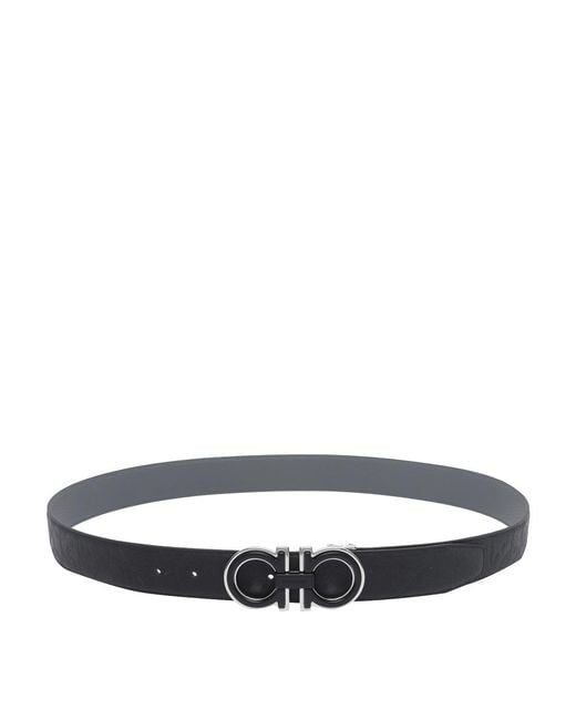 Ferragamo White Adjustable And Reversible Gancini Belt for men