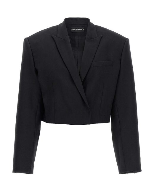 David Koma Blue Cropped Blazer