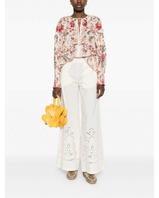 Forte_forte White Lunamaris Embroidery Co Popline Cropped Pants