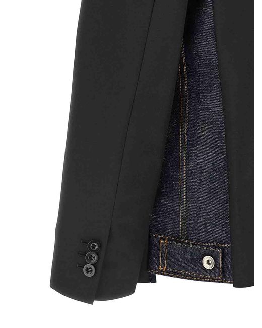 Sacai Black Denim Insert Blazer for men