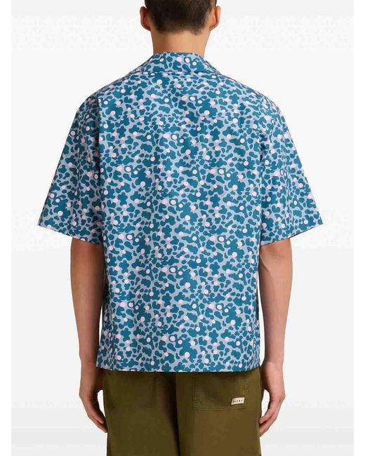Marni Blue Short-Sleeve Pocket Shirt for men