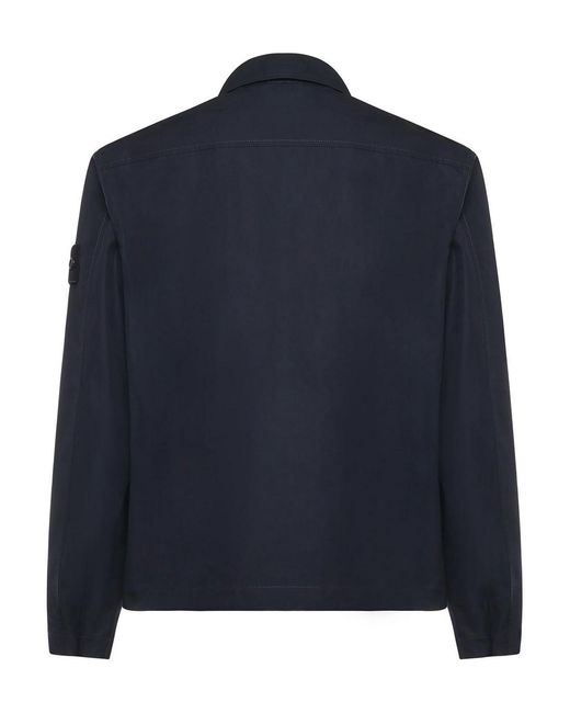 Stone Island Blue Cotton Overshirt for men