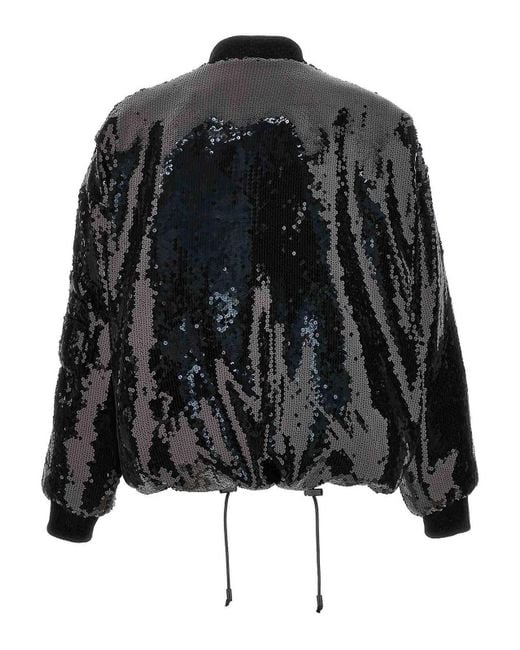 Alexandre Vauthier Black Sequin Bomber Jacket