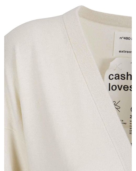 Extreme Cashmere White Long Cashmere Blend Dress