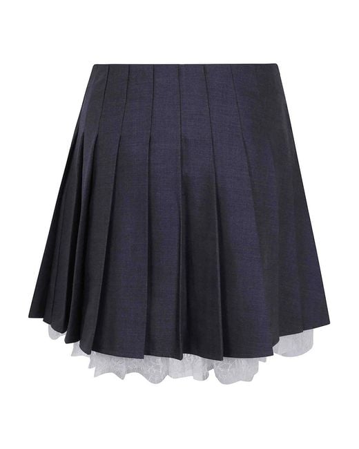 Self-Portrait Blue Pleated Mini Skirt
