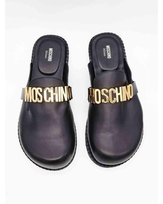 Moschino Gray Ciabatta Chiusa Lettering for men