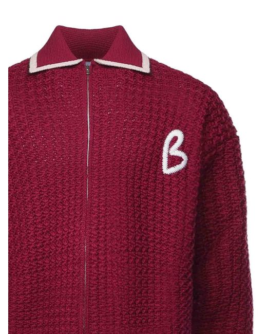 Bonsai Red Zip-Up Knitted Jacket for men