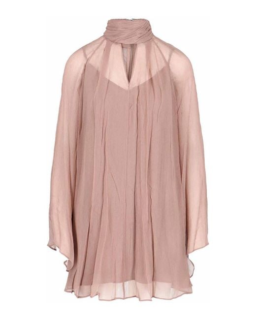 Staud Pink Mini Chiffon Dress