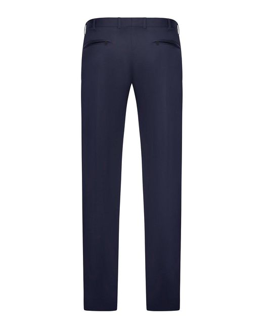 PT Torino Blue Tailored Cotton Blend Trousers for men