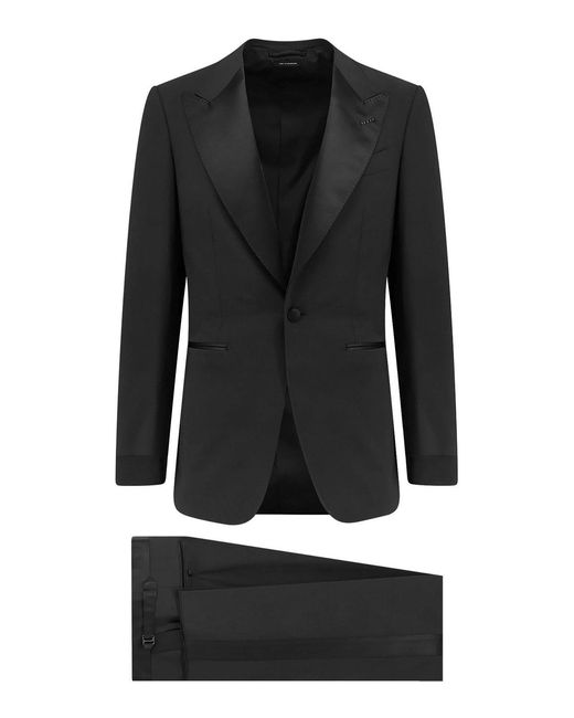 Tom Ford Black Wool Tuxedo With Satin Profiles for men