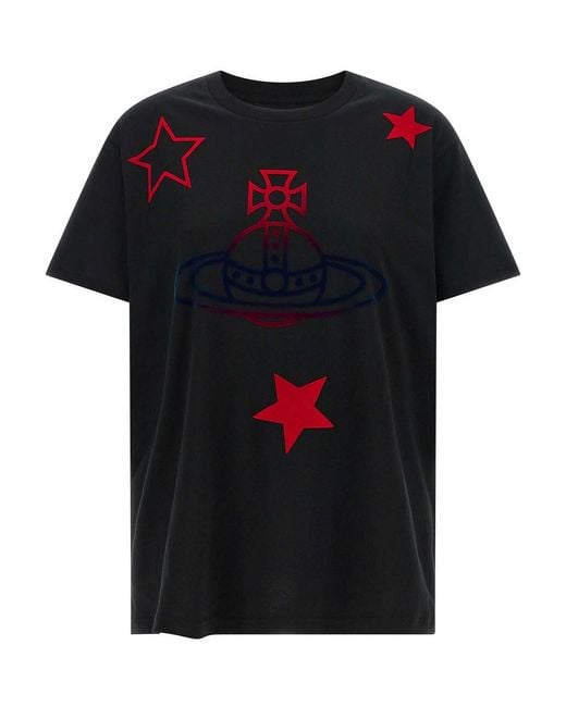 Vivienne Westwood Black Orb And Stars Classic T-Shirt