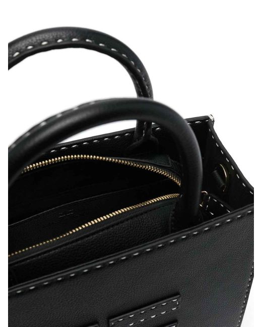 トートバッグ ELISABETTA FRANCHI Small tote with contrast stitching Elisabetta Franchi Woman Small Tote with Contrast Stitching