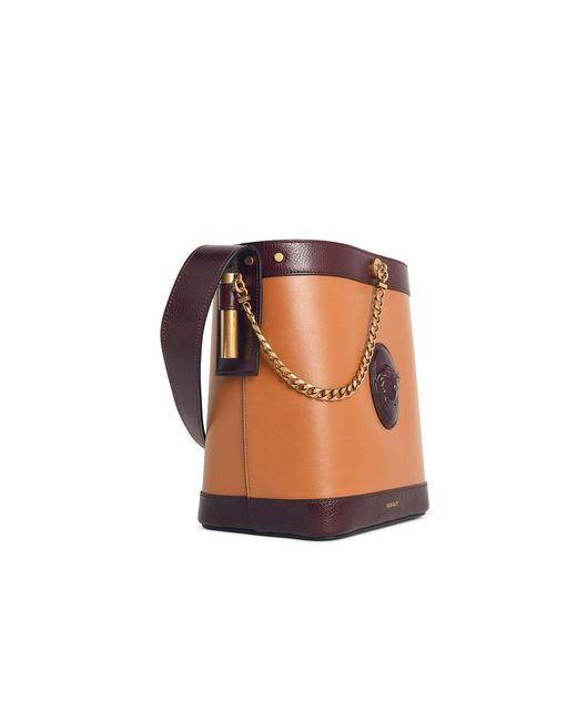 Versace Pink Pivot Small Leather Bucket Bag