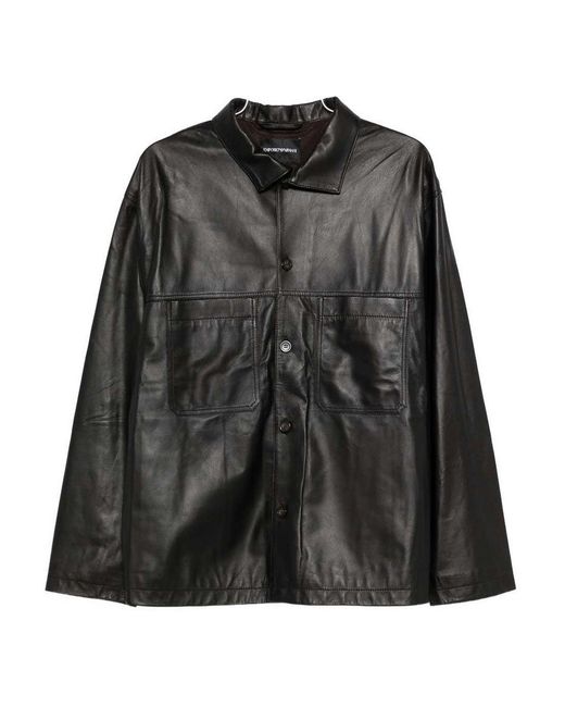 ARMANI EXCHANGE Black Leather Jacket for men