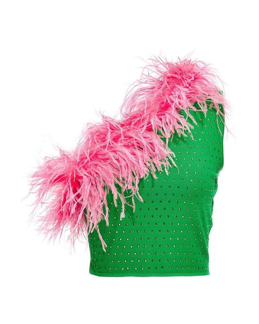 Chiara Ferragni Pink Multicolored One-Shoulder Top