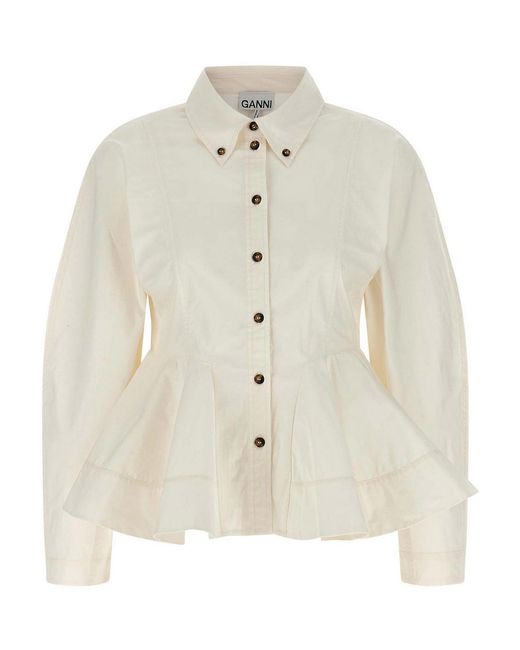 Ganni White 'Peplum' Shirt