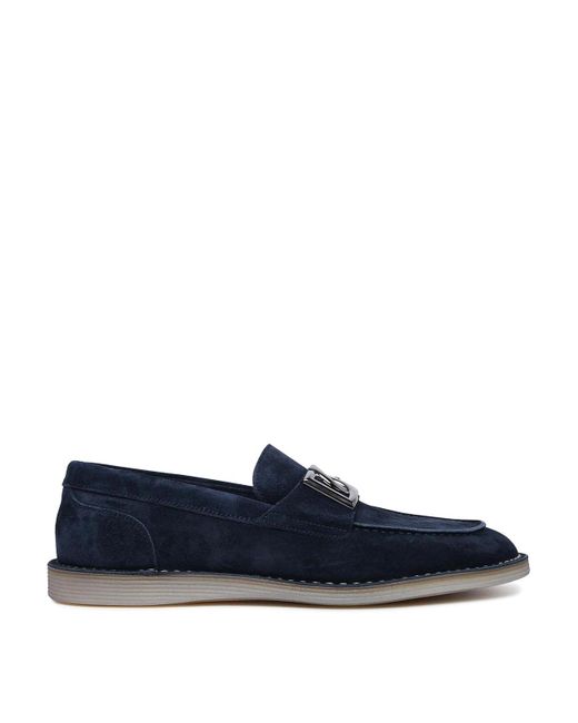 Dolce & Gabbana Blue Navy Calf Leather Loafers for men