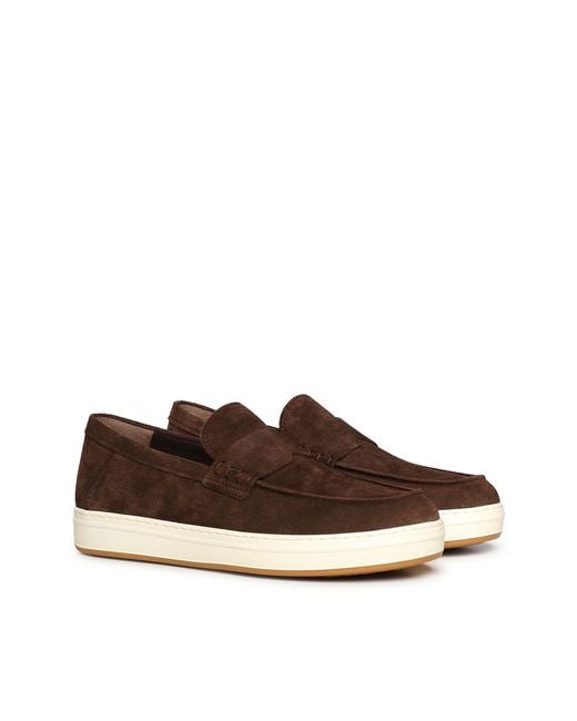 Hogan Brown H-Tv Suede Loafers for men