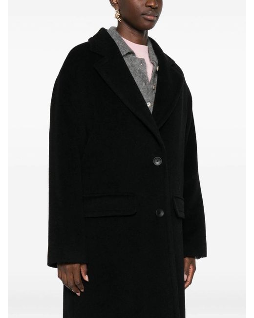 Tagliatore Black Wool Single-Breasted Coat