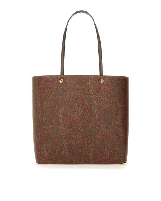 Etro Brown Paisley Patterned Shopping Bag for men