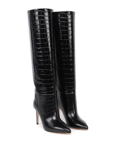 Paris Texas Black Embossed Croco Boots