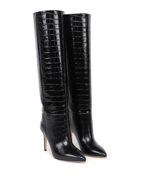 Paris Texas Black Embossed Croco Boots