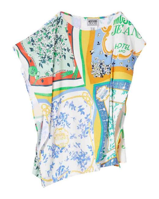 Moschino Blue Top Stampa Foulard