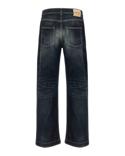 McQueen Blue Wide Leg Jeans for men