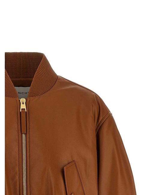 Givenchy Brown Cropped Bomber Jacket