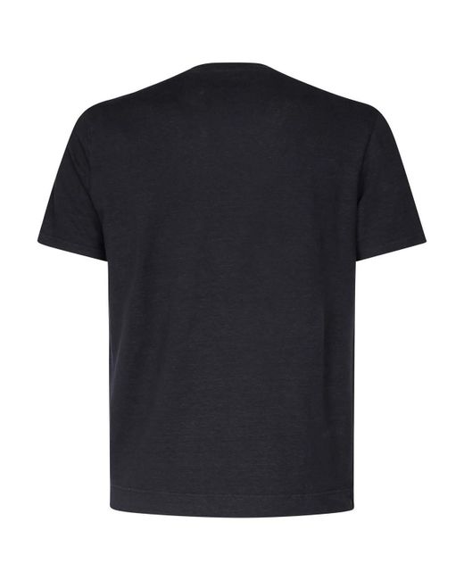 Fedeli Black Short Sleeve Linen T-Shirt for men
