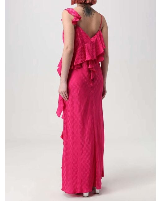 MSGM Pink Rouches Jacquard Dress