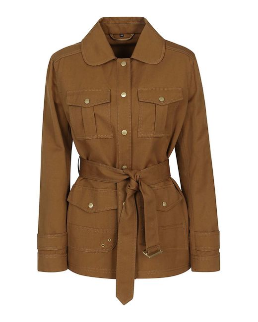Fay Brown Shirt Style Belted Coat