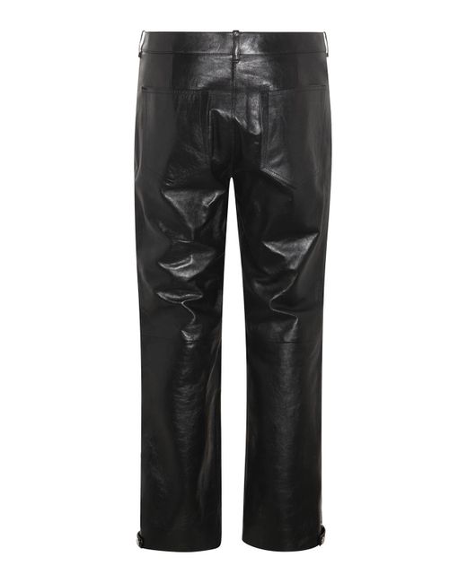 Alexander McQueen Black Leather Biker Pants for men