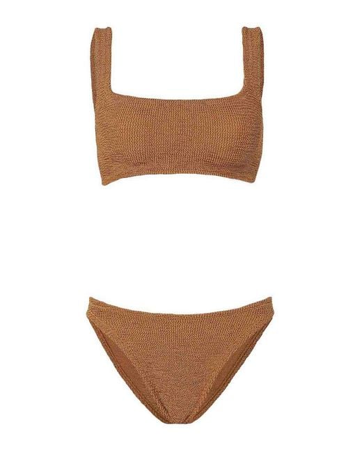 Hunza G White Xandra Bikini Metallic Cocoa