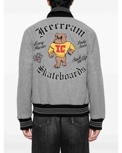 ICECREAM Gray Cotton Bomber Jacket for men