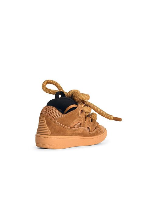 Lanvin Brown Curb Leather Blend Sneakers for men